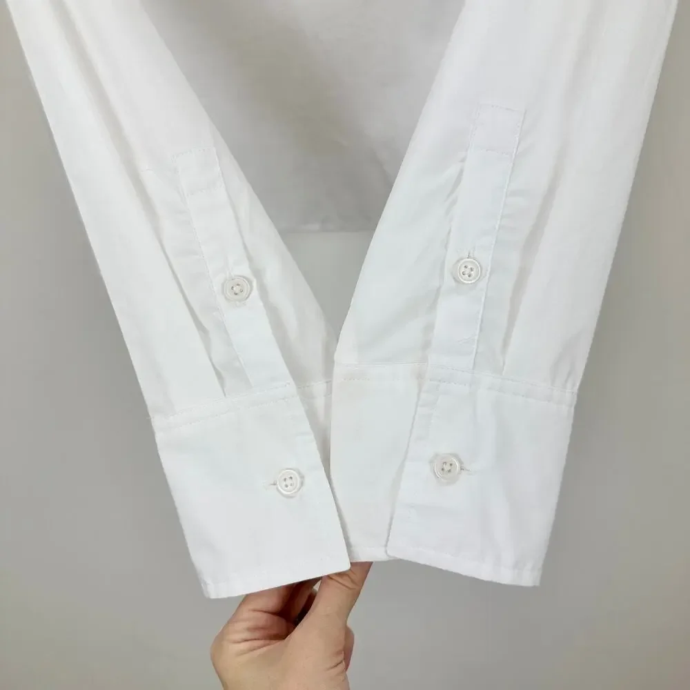J.Crew Cropped Button Up Shirt Cotton White Minimalist Classic Womens US 8 NWT